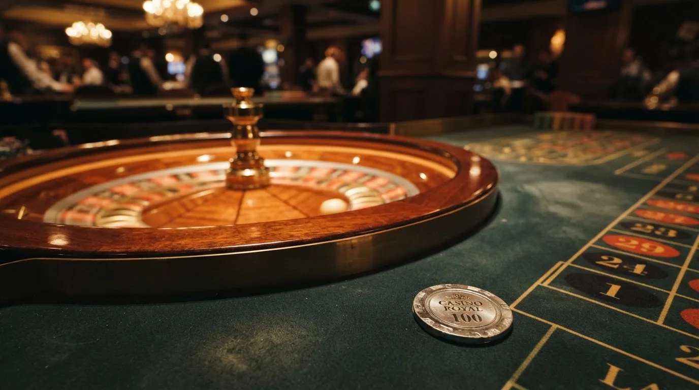 Rulettehjul og sjetonger på grønn filt i varmt kveldslys — beste casinoer med bingo